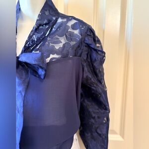 NWOT, Cato Navy Sheer Bow Tie Blouse - Women Tops, size 18/20